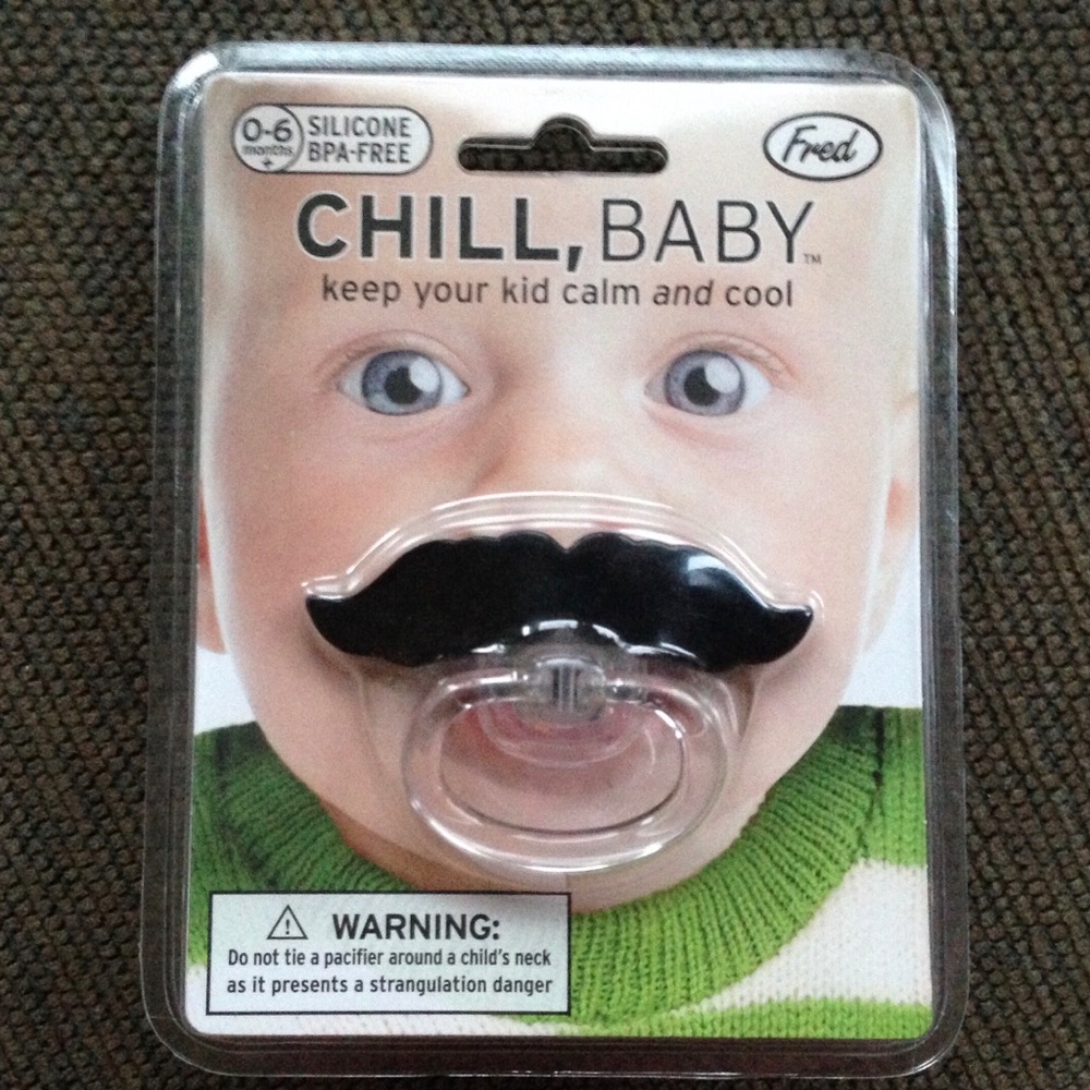🔴NWT Funny Mustache Silicone BPA Free Chill Baby